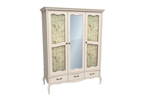 Шкаф 3-х дверный с 2-мя стеклянными дверями и зеркалом Лебо (массив) купить по цене 83 972 руб. в магазине Другая Мебель в Курске