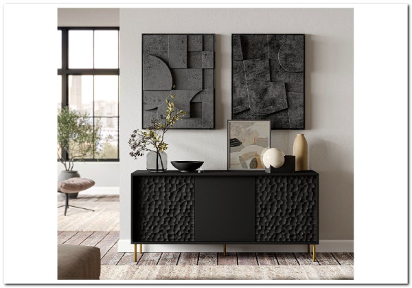 Комод Halmar BULLET KM-1 (черный/золотой)} заказать в Курске по цене 41 000 руб. с доставкой в Курск