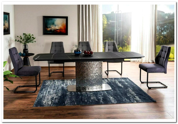 Стол обеденный Signal MONCLER Ceramic 160 раскладной (Sahara Noir черный/сталь)} заказать в Курске по цене 150 692 руб. с доставкой в Курск