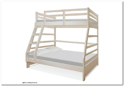 Двухъярусная кровать Хостел с нижним спальным местом 120 из сосны