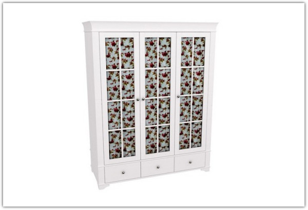 Шкаф 3х дверный со стеклянными дверями  Бейли (массив) купить по цене 79 117 руб. в магазине Другая Мебель в Курске