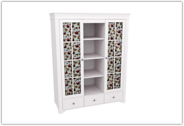 Шкаф с 2-мя стеклянными дверями и полками  Бейли (массив) купить по цене 77 252 руб. в магазине Другая Мебель в Курске