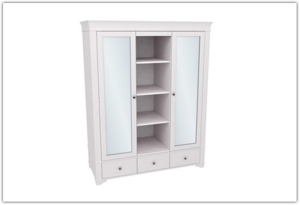 Шкаф с 2-мя зеркальными дверями и полками  Бейли (массив) купить по цене 77 252 руб. в магазине Другая Мебель в Курске