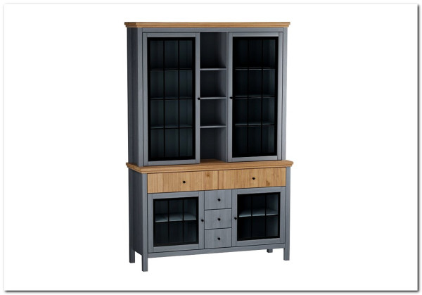 Буфет Сканди Буфет стеклянные двери серый 7046/антик } заказать в Курске по цене 59 955 руб. с доставкой в Курск