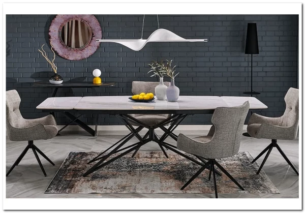 Стол обеденный Halmar ALFREDO 160 (белый мрамор/черный)} заказать в Курске по цене 59 488 руб. с доставкой в Курск