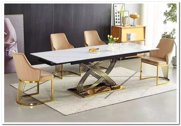 Стол обеденный Signal HERMES II 160 (эффект белого мрамора/золотой)} заказать в Курске по цене 129 737 руб. с доставкой в Курск