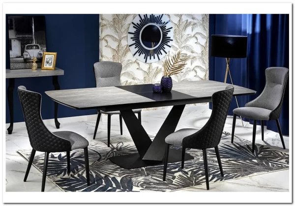 Стол обеденный Halmar VINSTON раскладной темно-серый/черный} заказать в Курске по цене 108 669 руб. с доставкой в Курск