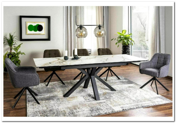 Стол обеденный Signal COLUMBUS 160 раскладной (Amber Bianco белый/черный)} заказать в Курске по цене 153 267 руб. с доставкой в Курск