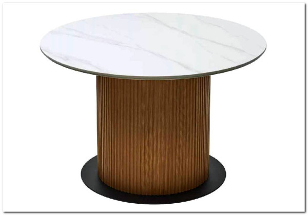 Стол MESA D120 цвет БЕЛЫЙ МРАМОР M326 / Каркас OAK, DISAUR} заказать в Курске по цене 50 542 руб. с доставкой в Курск