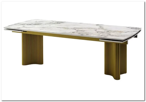 Стол АДАЖИО-2 240 (320) см ARCTIC OCEAN, керамика / Золотой каркас} заказать в Курске по цене 123 150 руб. с доставкой в Курск
