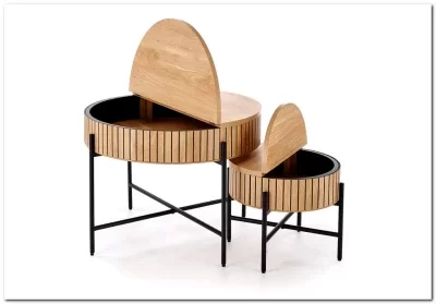 Комплект Halmar DANTE (2 стола журнальных) (натуральный/черный)