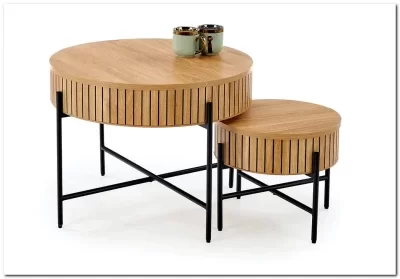 Комплект Halmar DANTE (2 стола журнальных) (натуральный/черный)