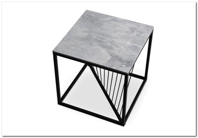 Стол журнальный Halmar INFINITY 2 KWADRAT (серый мрамор/черный)